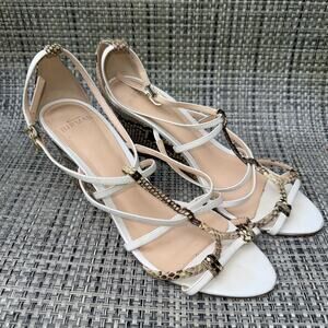 Alexandre Birman White Snakeskin Strappy Wedge Sandals Size 39 1/2  - US 9.5